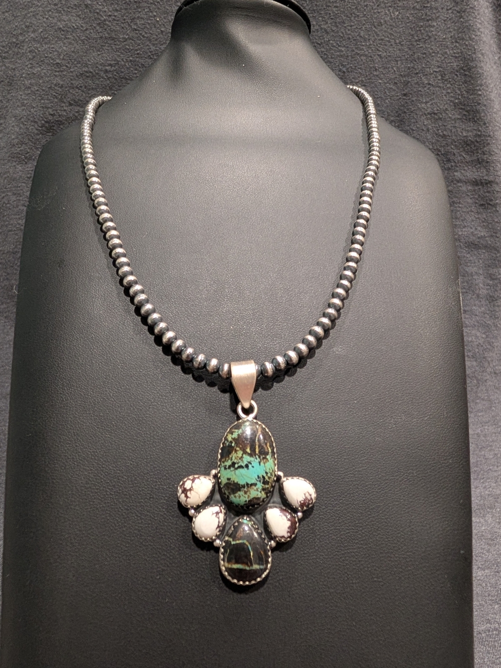 Sterling Silver Black Jack Turquoise & White Buffalo